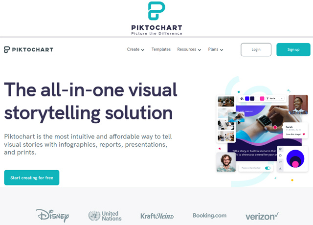 Trang web thiết kế hình ảnh online Piktochart