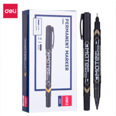 Bút lông dầu 2 đầu 1 màu Deli EU10420 - Đen
