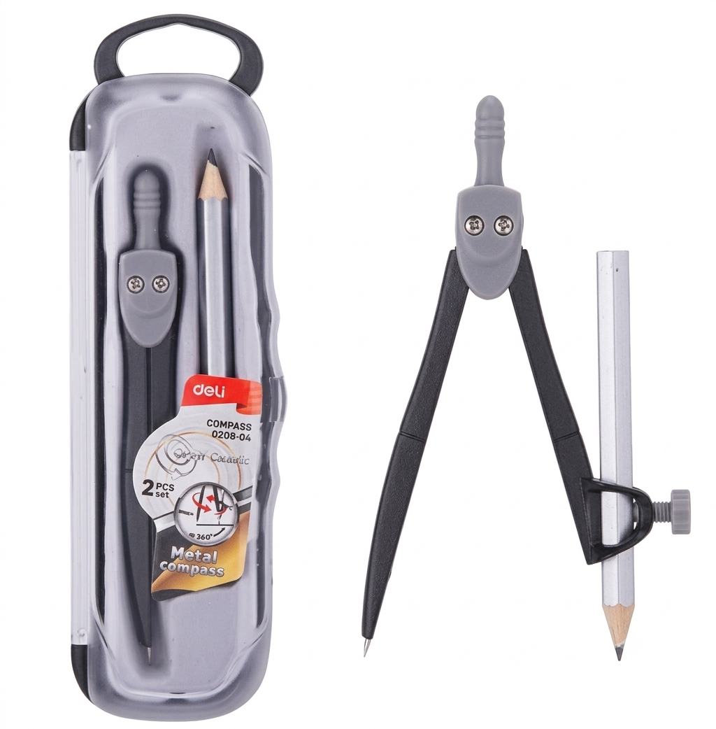 Compa Deli kim loại kèm chì - EG20804 - Màu bạc