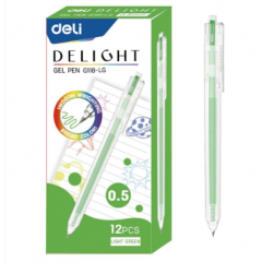 Bút Gel Deli 0.5mm - EG118-LG - Xanh lá nhạt