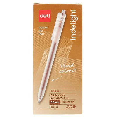 Bút Gel Deli 0.5mm - EG118-LR - Nâu trầm