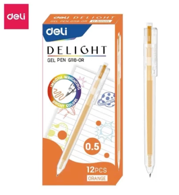 Bút Gel Deli 0.5mm - EG118-OR - Cam