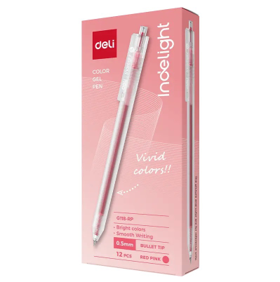 Bút Gel Deli 0.5mm - EG118-RP - Đỏ hồng