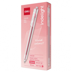 Bút Gel Deli 0.5mm - EG118-RP - Đỏ hồng