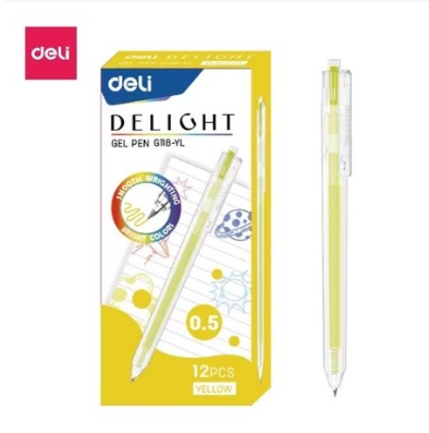 Bút Gel Deli 0.5mm - EG118-YL - Vàng