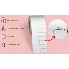 Cuộn decal nhiệt 2 tem 35x22mm - 1.000 tem- R2-RC - Trắng
