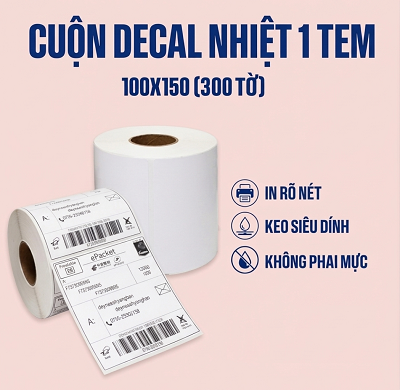Cuộn decal nhiệt 1 tem 100x150mm - 300 tem