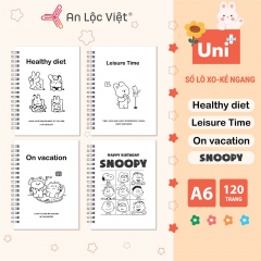 Set 4 cuốn sổ lò xo A6 - 80 trang (On vacation - Leisure time - Healthy diet - Snoopy)