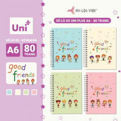Set 4 cuốn sổ lò xo A6 Good Friends - 80 trang (Xanh lá - Be - Xanh da trời - Hồng)