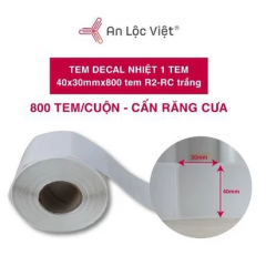 Cuộn decal nhiệt 1 tem 40x30mm x 800 tem R2-RC - Trắng