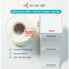 Cuộn decal nhiệt 1 tem 50 x 50mm - 500 tem R2-RC