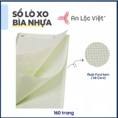 Sổ lò xo A5 160 trang - Bìa nhựa - Kem caro