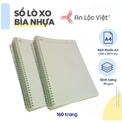 Sổ lò xo A4 160 trang - Bìa nhựa - Kem kẻ ngang