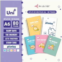 Set 5 cuốn Sổ lò xo A6 80 trang - Rainy Day - Story Time - The Moment - Lets Together - Stories