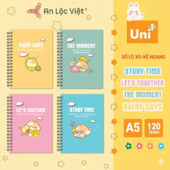 Set 4 cuốn Sổ lò xo A5 120 trang - Rainy Day - Story Time - The Moment - Lets Together