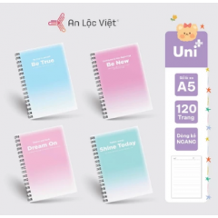 Set 4 cuốn Sổ lò xo A5 120 trang - Gradient - Dream On, Be New, Be True, Shine Today