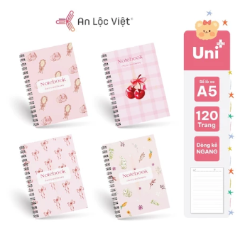 Set 4 cuốn Sổ lò xo A5 120 trang - Cherry & Bunny