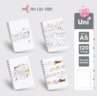 Set 4 cuốn Sổ lò xo A5 120 trang - Cat