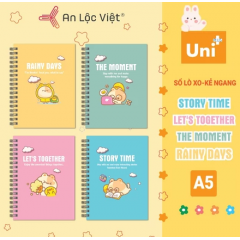 Set 4 cuốn sổ lò xo A5 - 120 trang (Story time - Rainy days - The moment - Lets together)