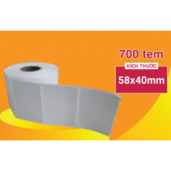 Cuộn decal nhiệt 1 tem 58x40mm x 700 tem R2-RC - Trắng