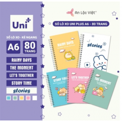 Set 5 cuốn sổ lò xo A6 - 80 trang (Story time - Rainy days - Stories - The moment - Lets together)