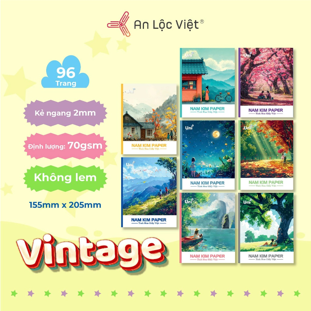Tập 200 trang Vintage 70gsm - Kẻ thường