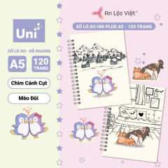 Set 3 cuốn sổ lò xo A5 - 120 trang (Chim cánh cụt - Mèo đôi - Stories)